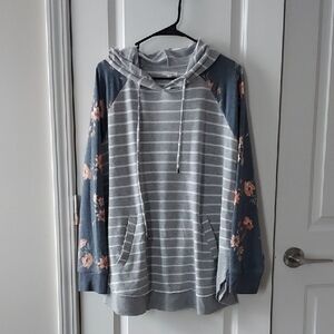 Maurices Gray Hoodie with Floral Accents 1